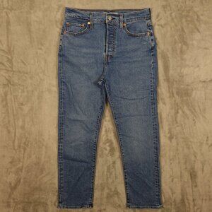 Levi's jeans Wedgie Straight women's 31 blue denim red tab button‎ fly